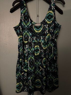 PortoCruz Teal & Black Patterned Sleeveless Camisole